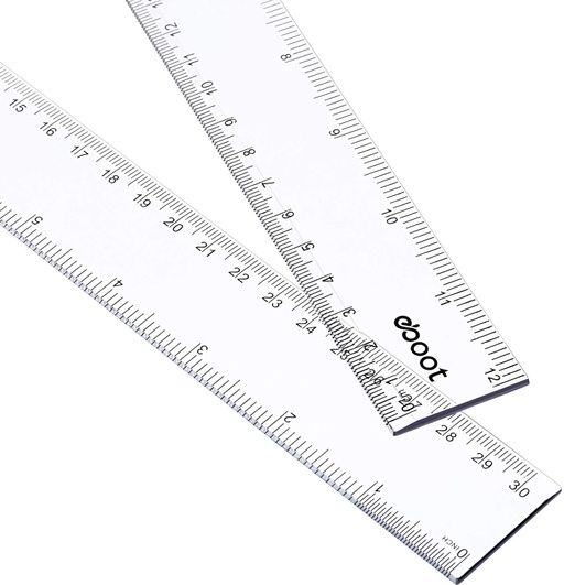 Eboot Plastic Ruler Straight Ruler Plastic Measuring Tool 12 Inches 2 Pieces (Clear)